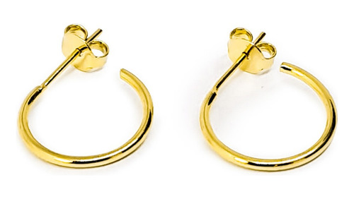 Aros Argollas Tubo Fino 15mm Enchapado Oro 18k