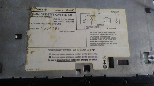Radio Reproductor Sony De Cassette, Am/fm Para Carro