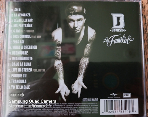 J Balvin La Familia, Cd, Año 2014. (Usado)