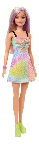 Barbie Fashionista Vestido Colorido E Mecha Roxa - Mattel