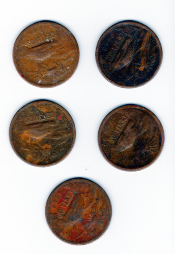 Moneda Veinte Centavos Año 1944  1945 Lote 6 Piezas