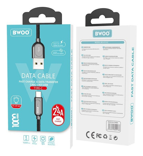 Bwoo Cable De Usb A Tipo C Alta Calidad 2,5a Led