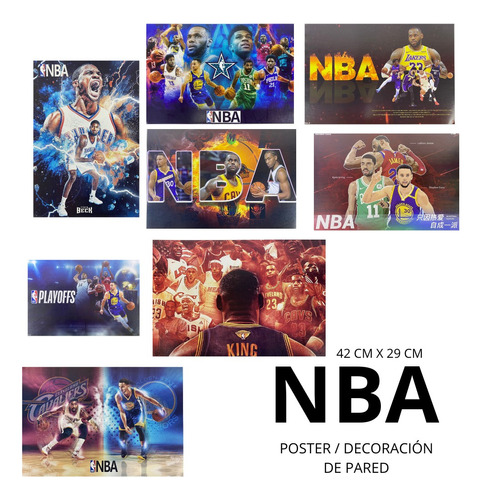 Posters Nba - Paquete Con 8 Pzs 