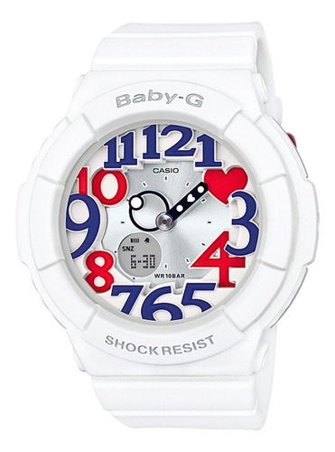 Reloj pulsera Casio Baby-G BGA-130TR-7BDR, para mujer, con correa de resina color blanco