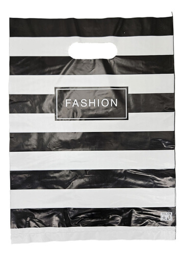 100 Bolsa Boutique Polipapel Decorada Diseño 25x35cm Color Negro Fashion