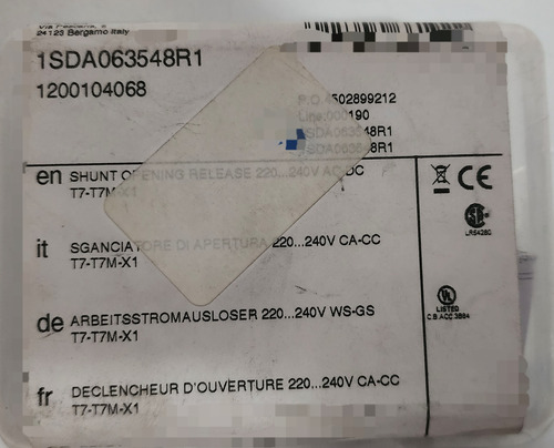 Bobina Apertura Sor T7-t7m-x1 220240vacdc Ref 1sda063548r1