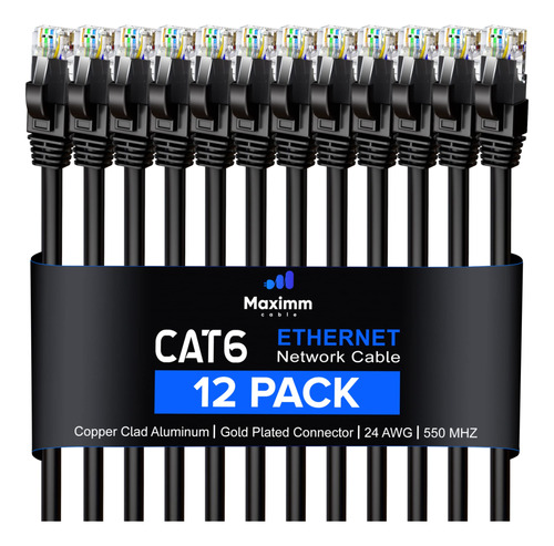 Maximm Cable Ethernet Cat 6 De 1 Pie (paquete De 12) Cable C