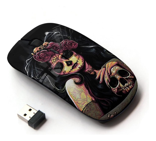 Koolmouse [ratón Inalámbrico Óptico 2,4g [cráneo Rosa Negra,