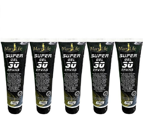 Kit Com 5 Super Gel 30 Ervas 150g Efeito Gelo Quente