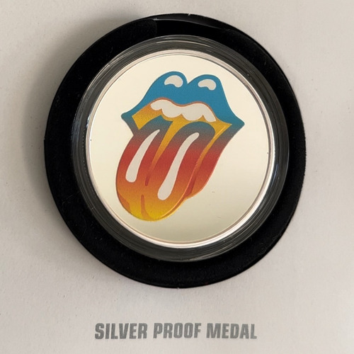 Medalha Rolling Stones Licks Banhada Prata + 4 Selos Postais