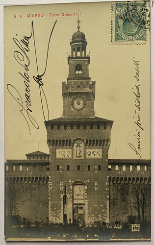 Antigua Postal, Torre Del Filarete, Milán, Italia, 4p027