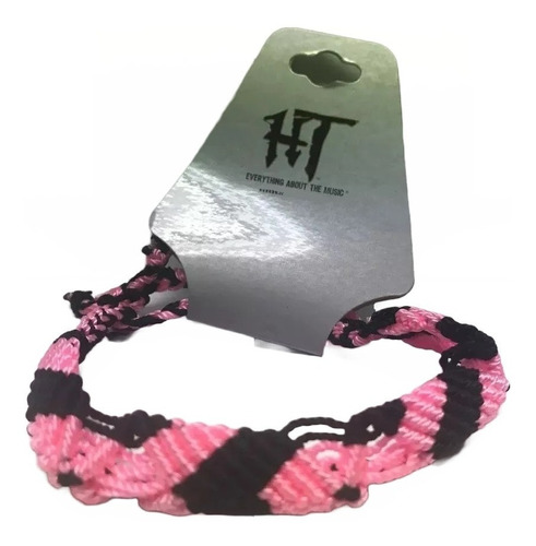 Pulsera Bordada De Hilos Artesanales Rosa Negro Hottopic