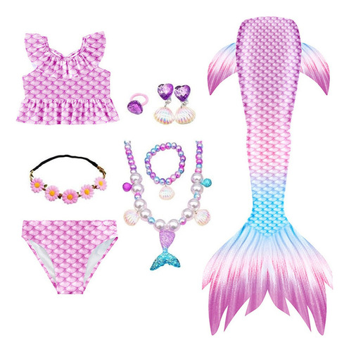 Kit Cola De Sirena 2022 Con Bikini Monoaleta Infantil