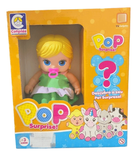 Boneca Pop Surprise Loira Com Pet Surpresa Cotiplás 2291