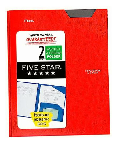 Five Star Folder-carpeta Advance Stay-put Plástico Con Color Rojo