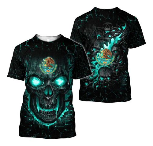 Xlm Playera Con Calavera Mexicana De Mangas Cortas, Unisex