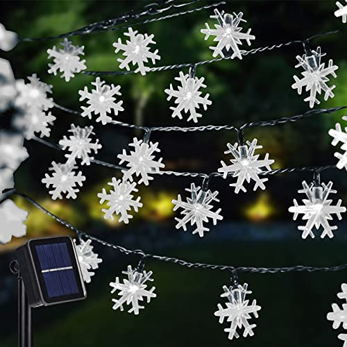 Luces Navideñas Solares Con Forma Copo De Nieve Color Blanc