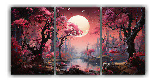 Tres Canvas Estilo Galeria Magnolias Fantastico 150x75cm