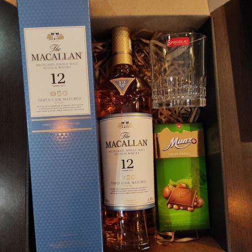Imagen 4 de 10 de Whisky Macallan 12 Años Triple Cask Para Regalo Combo