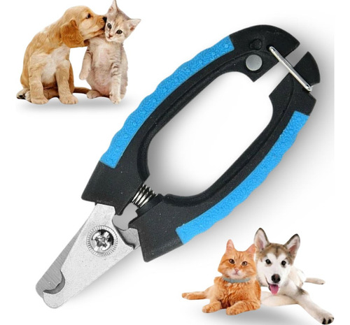 Alicate Cortador De Unhas Pet Cães Gatos 12cm P/todos Portes Cor Preto E Azul Com Trava