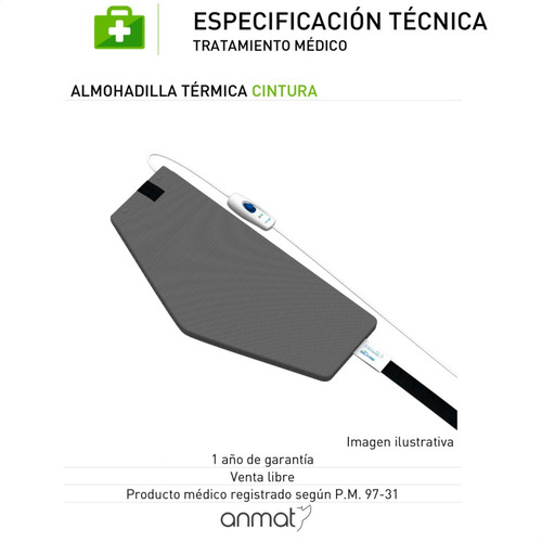 Imagen 2 de 8 de Almohadilla Termica Cintura Lumbar Electrica Al93 Silfab