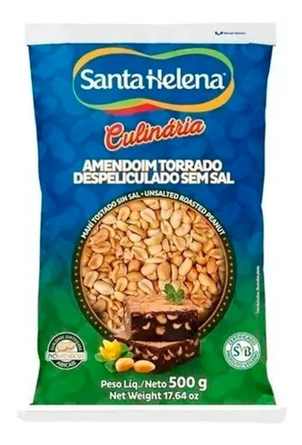 Amendoim Em Metades Torrado Sem Sal 500g Santa Helena
