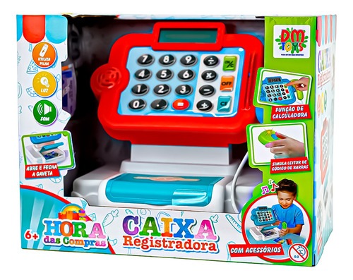 Caixa Registradora Infantil Calculadora Scanner C/ Som Luz