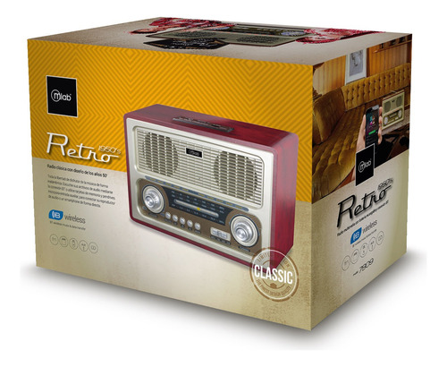 Radio Retro 1950s Mlab Recargable Bt/usb/fm Burdeo Vintage