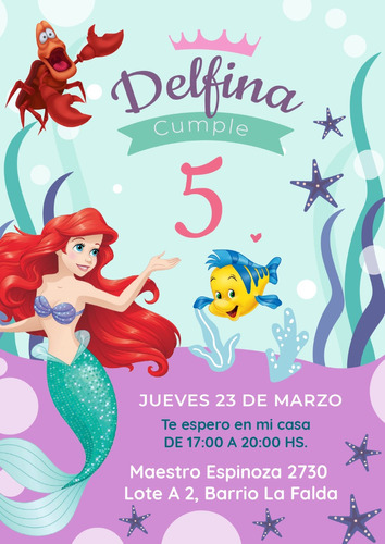 Tarjeta Digital Sirenita Disney Para Enviar Por Whatsapp