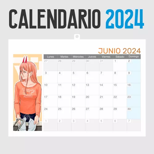 Anime calendário 2023-2024 homem motosserra calendário de mesa pochita  makima power cartoon impressão produtos calendários