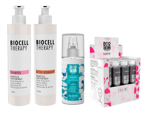 Kit Biocell Therapy Shampoo Acondicionador Serum + Ampollas