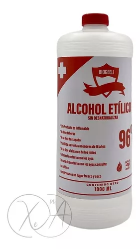 Envase 1 Litro Alcohol Etilico Potable Sin Desnaturalizar 96