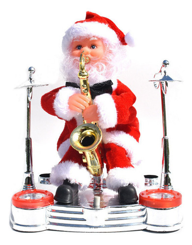 Escenario Tocando Saxofón Batería Muñeco Eléctrico Papá Noel