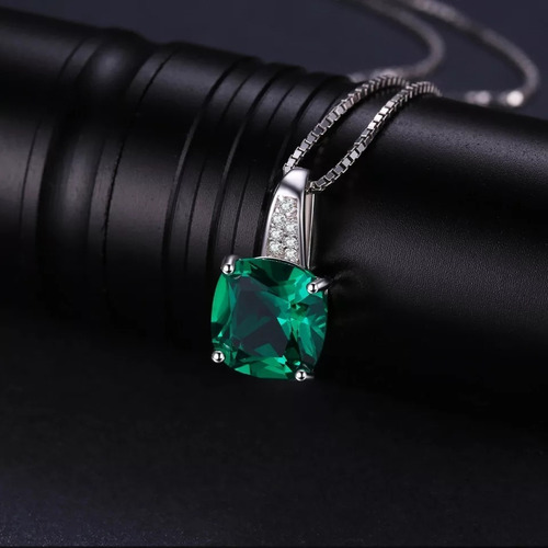 Collar Para Mujer Dama Esmeralda Rusa Zircones En Plata 925