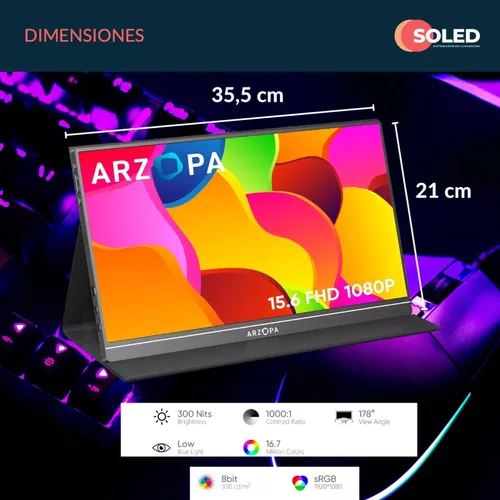 ARZOPA Monitor Portátil, 14.0 Ultra Slim Portátil Argentina