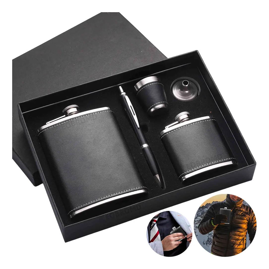 Juego de Petacas EOBROMD de Acero Inoxidable, 8oz y 3oz, con Embudo y Vasos, para Whisky y Bebidas