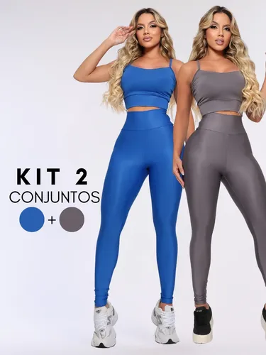 Kit 2 Conjunto Blackout Moda Fitness Zero Transparencia