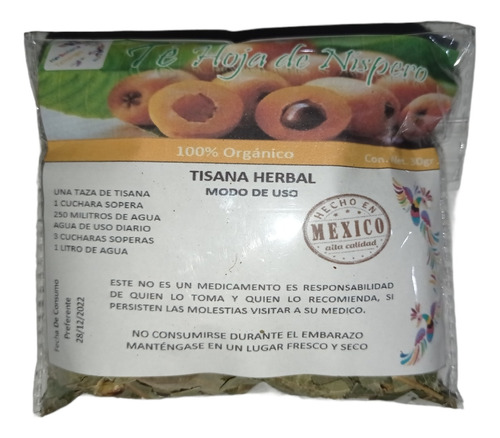 Té Hoja Níspero 30 Gr 100% Natural Productos Tenango