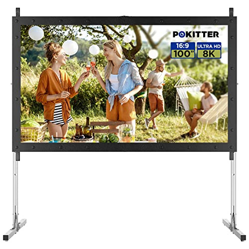 Pantalla De Proyector Con Soporte, Pokitter 100 Pulgadas Pan