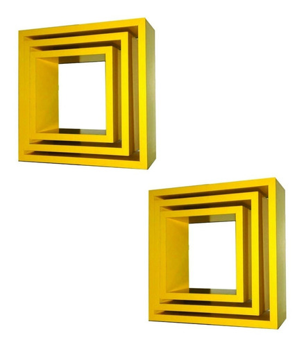 Nicho Decorativo Mdf Kit 6 Unidades - Cor Amarelo