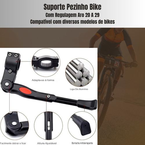 Descanso Pezinho Lateral Bicicleta Com Regulagem Aro 20 A 29