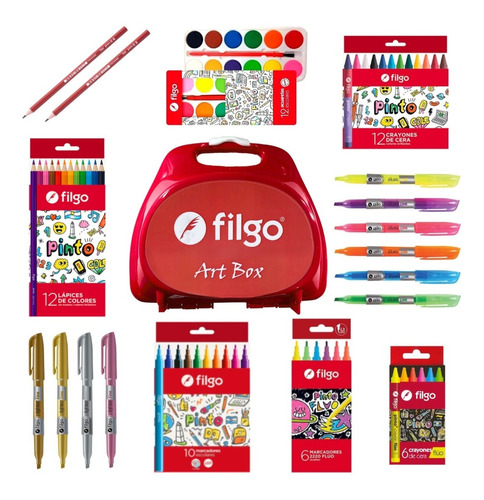 Imagen 1 de 5 de Filgo Art Box Valija De Arte Kit Escolar Set Completo F32