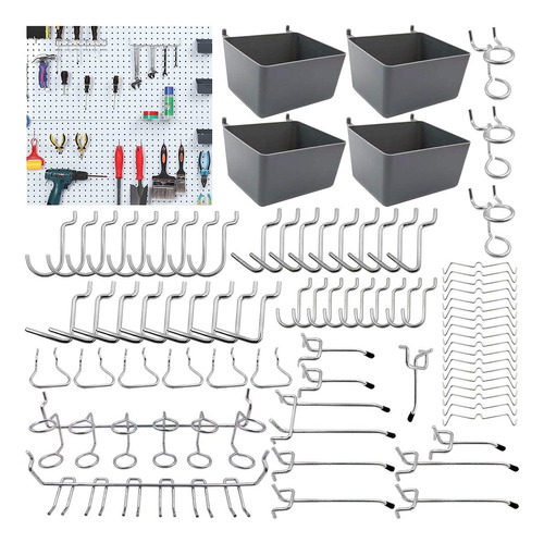 Kit Ganchos 80pzas Para Panel Perforado Ganchera - Pegboar