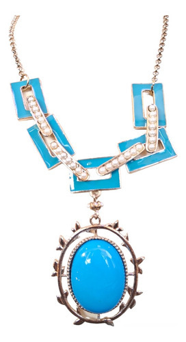 Elegante Joyas Mujer  Collar Colgante Piedra Azul Jfc018