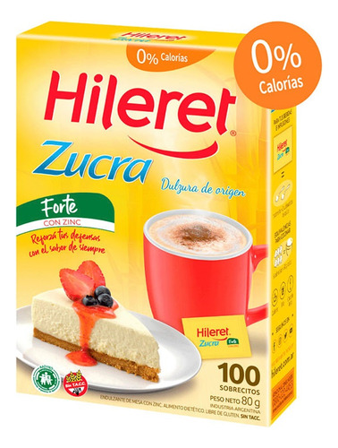 Edulcorante Hileret Zucra Forte 100 Sobres X 4 Unidades