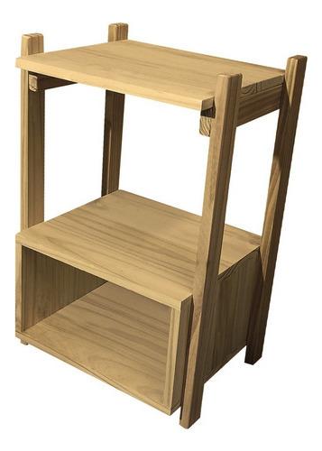 Mesa Cube Light com prateleira e pernas altas Sajo Modern Oak Wood