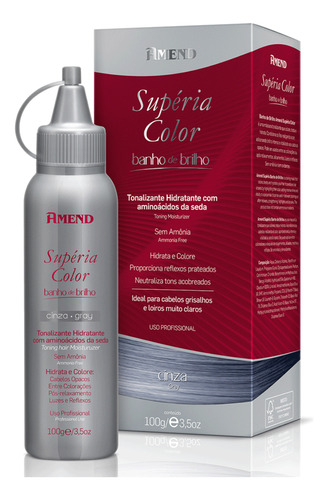 Kit Tintura Amend  Supéria color Kit banho de brilho tom cinza para cabelo