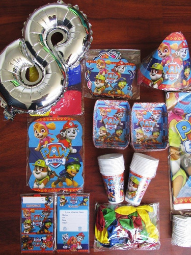 Kit Decoracion Paw Patrol Patrulla Canina 24 Invitados Obseq