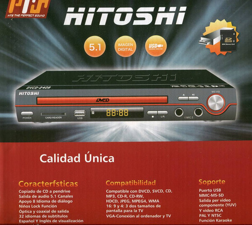 Dvd Reproductor Hitoshi Pendrive Audio 5.1 Mp3/sd + Control