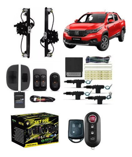 Kit De Vidro Eletrico Strada 4 Pts + Trava Alarme E Canivete